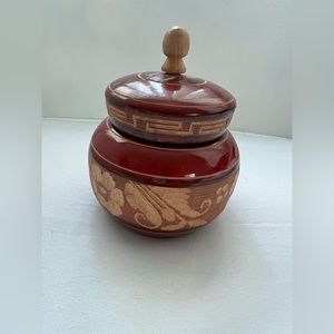 Mexican Vintage Hand Carved Small Wooden Container